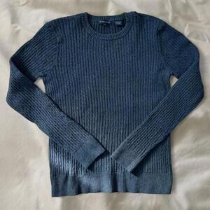 Jeanne Pierre Ribbed Crew Neck Sweater Size S Grey